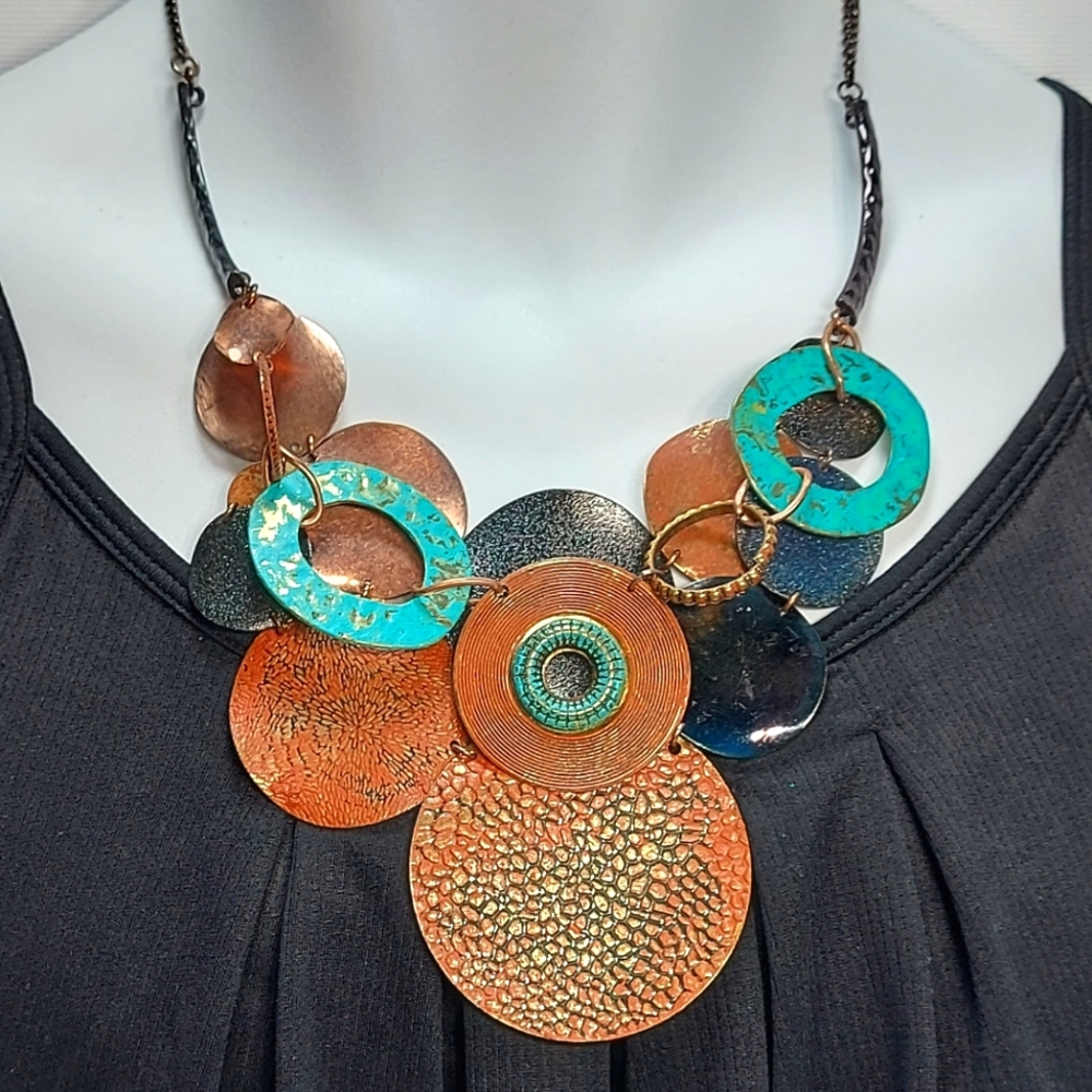 Copper Tone Layered Statement Necklace